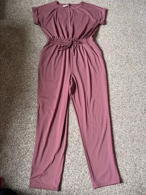 Relaxed Waist Tie Jumpsuit - Mauve